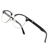 Cyxus Blue Light Filter Semi-Rimless Glasses, Anti Eyestrain Computer Reading Eyewear Browline (Black)
