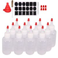 Belinlen 12 Pack 4-Ounce Plastic Squeeze Bottles with 12pcs Red Tip Caps and Measurement - Good for Crafts, Art, Glue, Multi Purpose Set of 12 with Extra 6 Red Cap 18 Chalk Labels and 1 Pen