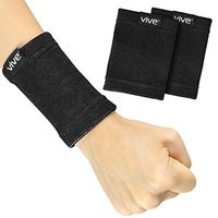 Vive Wrist Sweatbands (Pair) - Bamboo Charcoal Compression Wristband - Athletic Support for Carpal Tunnel Pain Relief, Arthritis, Tendonitis and Tennis (Black, Large/X-Large)