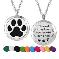WPFdesign Stainless Steel Dog Paw Aroma Therapy Aromatherapy Essential Oil Diffuser Necklace Locket Pendant (Style 17)