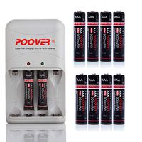 AAA Rechargeable Battery,POOVER 900mWh Triple aaa Batteries Ni-Zn with Smart Charger(8 Pack)