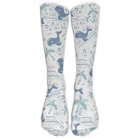 Cute Little Whale Women's Compression Socks Cozy Athletic Socks High Stockings Unisex Anti-odor Running Long Sock