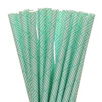Aqua Blue Basket Weave Paper Straws (25)