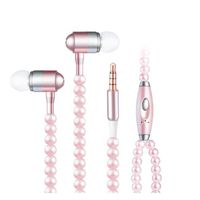 Cuitan in Ear Earphone for Apple for Android, 3.5mm Stereo Women Pearl Necklace Wired Headphone Headset Earbuds Earphones for iPhone iPad iPod Samsung Nokia LG Sony Huawei HTC MP3 Players etc - Pink