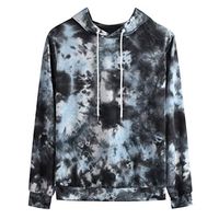 Kiminana Personality Men's Autumn and Winter tie-Dyed Hooded Sweater top Sport Sweatshirts Fashion Pullover Hoodie Black