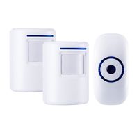 Wireless Home Security Driveway Alarm, Door Entry Alert Chime Motion Sensor Doorbell for Business with 1 Plug-in Receiver and 2 PIR Motion Sensor Detector Alert System, Quality Sound, 36 Melodies