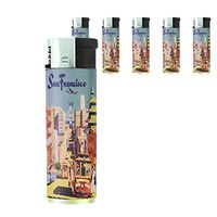 Refillable Electronic Lighter Set of 5 Pieces D-025 San Francisco Vintage Travel