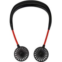 AutumnFall Portable USB Rechargeable Neckband Sport Lazy Neck Hanging Style Dual Cooling Fan (Black)