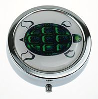MaXing Turtle Custom Personalized Silver Round Pill Case Box Decorative Metal Medicine Container Case