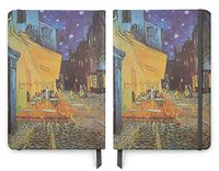Van Gogh Art - PU (Vegan) Leather A5 Notebook - Lined Pages - Café Terrace at Night