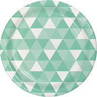 Creative Converting 324475 96 Count Dinner/Large Paper Plates, Fractal Fresh Mint