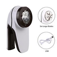 Lint Shaver,Rechargeable Clothes Fabric Remover Bobble Fluff Removing Shaver for Carpet - 6 Large Blades