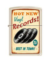 Zippo Vinyl Records Cream Matte Windproof Pocket Lighter New