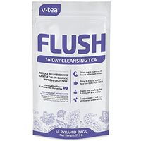 v tea 14 Day Detox Tea: Evening Flush Teatox. Gentle Colon Cleanse to Remove Toxins. Reduce Bloating and Constipation. 100% Organic 14 Pyramid Sachets