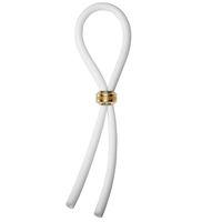 Men's Pleasure Band Adjustable Silicone White Cord with Stainless Steel Gold Grooved Bead for Tension Control Tight Accurate fit