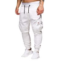 Seaintheson Men's Casual Cargo Pants,Solid Color Slim Fit Drawstring Sweatpants Fashion Sports Workout Trousers with Pocket White