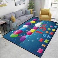 YucouHome 13th Birthday Striped Bath Mats for Floors, Joyful Surprise Event Teen Celebration Party with Balloons Ribbons Stars, Fashionable High Class Living Dinning Room(3'x 8') Multicolor
