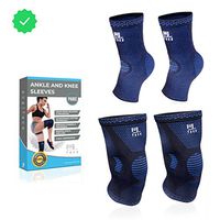 Pug-Face Compression Knee Sleeves & Ankle Sleeves Set | Men & Women Pair of Support Braces for Injury Prevention in Sports & Workout, Support for Running, Plantar Fasciitis, Arthritis, (Large)