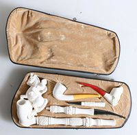 Meerschaum Tobacco Pipe, 5 Piece Set in CASE//Hand Made Smoking Pipes