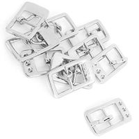 uxcell 5 Pairs Metal Leather Shoes Ornament Needle Buckles Silver Tone