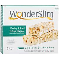WonderSlim Low-Carb 15g Protein Diet Bar - Salted Toffee Pretzel - High Fiber Weight Loss Snack Bar - Gluten Free (7 Count)