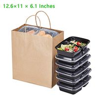 Take Away Brown Kraft Bags,Thick Paper Bags with Handles Bulk 11X6.1X12.6 Inch 50Pcs/200Pcs Per Pack, Craft Gift Grocery Shopping Retail Party Wedding Bags