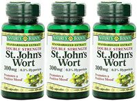 Nature's Bounty St. John's Wort, Double Strength, 300mg, 300 Capsules (3 X 100 Count Bottles)