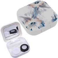 Portable Contact Lens Case Box Travel Kit Mirror + Bottle + Tweezers Container Holder [ Floral Raster ]
