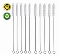 Straw Cleaning Brush Set 10 Pack, 5-Piece 8” x 8mm Straw Cleaner and 5-Piece 8” x 10mm Straw Brush for Reusable Straws .Nylon Bristles and Stainless Steel Handle Bendable Straw Brushes