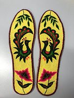 Embroidered Insoles Handmade Insoles for Stinky Feet-Foot and Shoe Odor Inserts for Women and Men's Adjustable Pattern (size9/26.5 cms, Peacock)