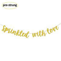 Sprinkled With Love Gold Glitter Banner Sign Garland Pre-strung for Baby Sprinkle,Baby Shower Decorations