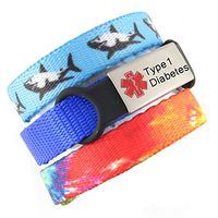 3 Bracelet Value Pack | Type 1 Diabetes, Medical Alert Bracelets | Choice of Fun Designs | Adjustable up to 6.5" Wrist Size | Medical ID Bracelets | Jaws & Tiedye