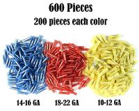 600 RED BLUE YELLOW NYLON BUTT CONNECTORS 22-18 16-14 12-10 AWG GA SCOSCHE