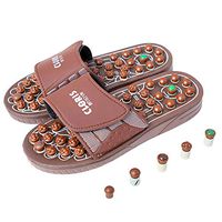 DZXYQ Massage Slippers Jade Rotating Soles Acupuncture Cobblestone Home Indoor Men and Women Massage Shoes,Brown,L