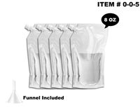 Cruise Liquor Flask Kit For Travel,Concealable And Reusable Rum Runner Alcohol Juice Travel Plastic Liquor Bags For Sneak Drink- 5 x 8 oz + 1 funnel (005 FlaskKit)