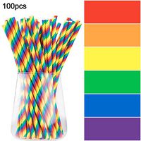 100PCS Rainbow Paper Straws,Biodegradable Colorful Paper Drinking Straws for Juices,Shakes,Smoothies for Birthday,Wedding, Anniversary, Gay Pride Day Party Supplies Decorations