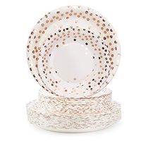 100 Count Disposable Paper Plates, Eusoar Rose Gold Dots Paper Plates Sets 50Pcs x 7" + 50Pcs x 9" , Lunch Dinner Dessert Plates, Birthday, Baby Shower, Wedding, Party Plates Dinnerware Bulk Sets