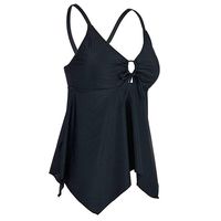 YunZyun Women Flowy Swimsuit Swimwear Bikini Crossback Plus Size Tankini Top, Women's Plus Swimwear, Women Swimsuit (Black, XXL)