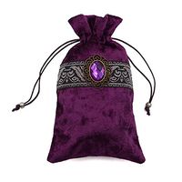 Gem Velvet Tarot Card Holder Bag Pouch With Drawstring Purple