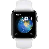 Apple Watch Series 2, 42mm Stainless Steel Case with White Sport Band (Renewed)