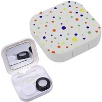 Portable Contact Lens Case Box Travel Kit Mirror + Bottle + Tweezers Container Holder [ Dots Simple Graphic ]