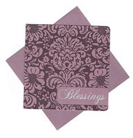 Faith Inspired Set of 6 Blank Notecards ~ Blessings (Silver Foil; 5" x 5"; Purple Envelopes)