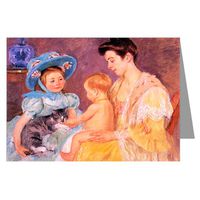 Celebrate Mothers with These 12 Vintage Greeting Notecards of Mary Cassatt Impressionist Painting Children Playing with A Cat 1908