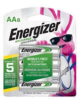 Energizer Rechargeable AA Batteries, 700 mAh NiMH, Pre-charged, Chargeable for 1,000 Cycles, 8 Count (Recharge Universal)
