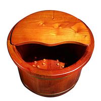 JTYX Wooden Foot Bath Barrel with Lid Footbath Thickening Massage Pedicure Barrel Home,Brown,42X25CM