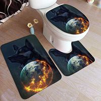 Apocalyptic Earth Art Microfiber Bathroom Contour Rugs Combo,Set of 3 Soft Shaggy Non Slip Bath Shower Mat Rectangle-Shaped U-Shaped and O-Shaped Toilet Floor Rug