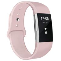 NAHAI Bands Compatible with Fitbit Charge 2, Soft Silicone Replacement Bands Adjustable Sport Wristbands Strap Accessories for Fitbit Charge 2, Women Men, Small, Pink Sand
