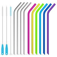 Fungun Silicone Straws for 30&20 oz Tumblers-Yeti/Rtic, 6 Flexible Silicone Straws +4 Extra Long Stainless Steel Drinking Straws+ 3 Cleaning Brushes and 1 Green Storage Pouch, Reusable Drinking Straw