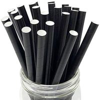 Just Artifacts 25pc Premium Biodegradable Boba and Milkshake Paper Straws (Color: Solid Black)