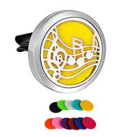 HooAMI Car Air Freshener Aromatherapy Essential Oil Diffuser - Music Note 316L Surgical Stainless Steel Locket with Vent Clip